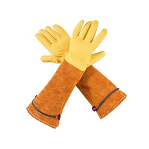VEVOR Gardening Gloves, Thorn Proof & Puncture Resistant Garden Gloves with Elastic Cuff, 17.5 in Long-Sleeve Glove, Size M, Yellow&Orange - 1 of 4