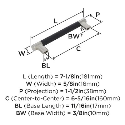 Polished Nickel and Black Bronze Bar Pull with Mounting Hardware