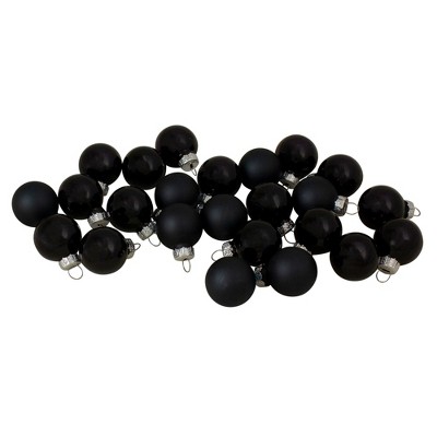 Northlight 24ct Shiny and Matte Black Glass Ball Christmas Ornaments 1" (25mm)