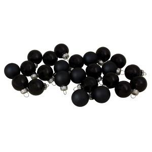 Northlight 24ct Shiny and Matte Black Glass Ball Christmas Ornaments 1" (25mm) - 1 of 4