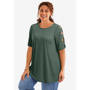 Woman Within Cut-Out Sleeve Tunic - 1 of 4