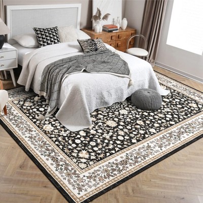 Area Rugs VintageRugs Machine Washable Low Pile for Bedroom Soft Area Rug Print Carpet with Rubber Backing for Home Office Decor  Laundry Room