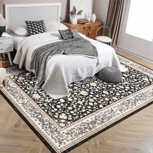 Area Rugs VintageRugs Machine Washable Low Pile for Bedroom Soft Area Rug Print Carpet with Rubber Backing for Home Office Decor  Laundry Room - 1 of 4