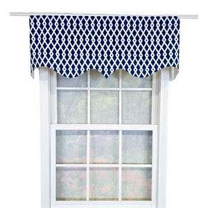 RLF Home 100% Cotton Jewel Regal  Fully lined Windows Rod Pocket Valance 50" x 17"  Navy - 1 of 4