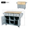 Rolling Kitchen Island Cabinet on Wheels, Kitchen Storage Cart, Mobile Storage Cart with Wood Top for Kitchen or Dining Room–The Pop Home - 4 of 4