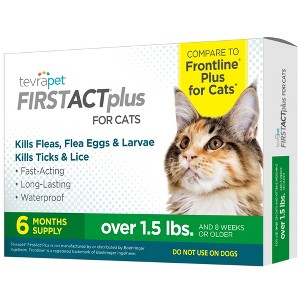 TevraPet FirstAct Plus Flea and Tick Prevention for Cats, 3 Doses, Same Active Ingredients as Frontline Plus Flea Treatment for Cats (6 doses) - 1 of 1