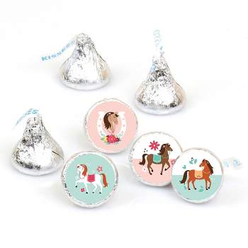 Big Dot of Happiness Run Wild Horses - Pony Birthday Party Round Candy Sticker Favors - Labels Fits Chocolate Candy (1 sheet of 108)