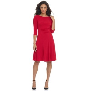 REKUCCI Women's Flippy Fit and Flare Dress with 3/4 Sleeves – Stylish Knee-Length Everyday Dress - 1 of 4