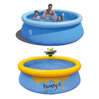 JLeisure Avenli 8' x 25" & 5' x 16.5" 2 to 3 Person Capacity Prompt Set and Bee Spray Above Ground Kids Inflatable Outdoor Swimming Pool (2 Pack)