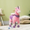 Whisen Kids’ Plush Ride-On Unicorn with Padded Seat and Rolling Wheels, Riding-on Rocking Toy Gift for 3-6 Years Old - Pink - 3 of 4