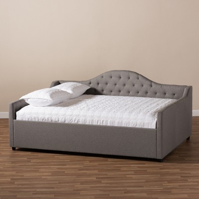 Eliza Queen Gray Upholstered Wood Frame Daybed with Tufted Headboard