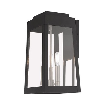 Oslo Black Brass 3-Light Outdoor Wall Lantern