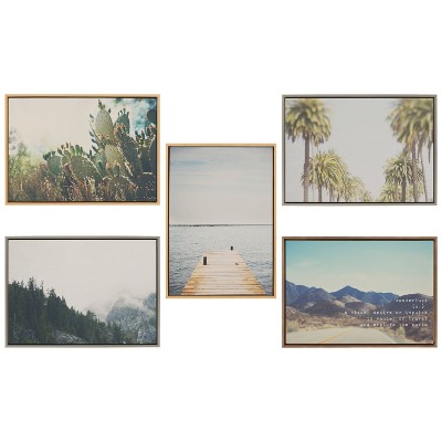 Natural Framed Desert Prickly Pear Cactus Canvas Print