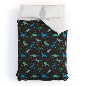 Deny Designs 3pc Queen Lathe and Quill Dinosaurs in Space Comforter and Sham Set Blue - 1 of 4