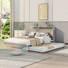 Queen Size Metal Bed Frame with Trundle, Built-in USB Ports, and Slat Support - 3 of 4