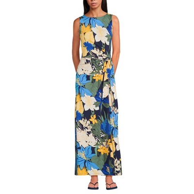 Lands' End Women's Cotton Modal Sleeveless Tie Waist Maxi Dress