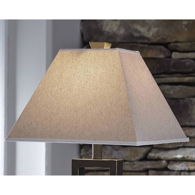 Deidra Black Metal Table Lamp Set with Beige Linen Shade