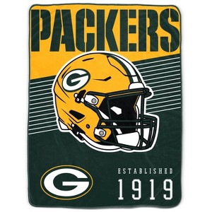 NFL Green Bay Packers Helmet Stripes Flannel Fleece Blanket - 1 of 3