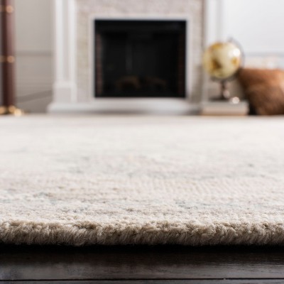 Ivory and Beige Wool Tufted Runner Rug