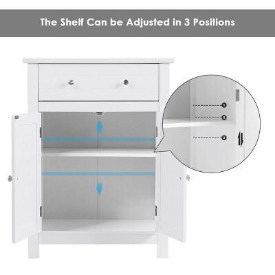 White Freestanding Bathroom Storage Cabinet with Adjustable Shelving