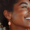 Ross-Simons Italian Pink Porcelain Cupid Cameo Drop Earrings With 4.00 ct. t.w. Rhodolite Garnets in 18kt Gold Over Sterling - 2 of 4