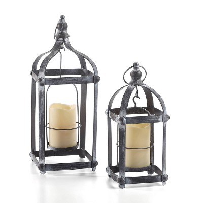 2pc 27 Wood Outdoor Lantern Set Brown - Backyard Expressions : Target