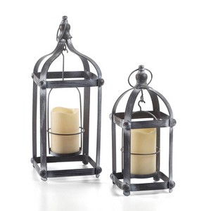 18" Bradford Metal Outdoor Lantern Set Black - Smart Living - 1 of 4