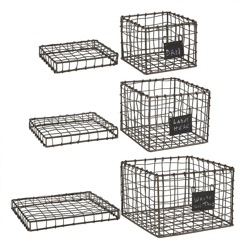 Park Designs Wire Baskets and Lids with Chalkboard Tag Set of 3, 4 of 5