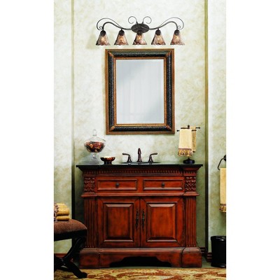 Golden Bronze 46'' Handmade Amber Glass Scroll Wall Light