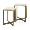 HomeRoots Set of Two Natural and Gold Solid Wood and Metal Square Cross Legs Nested Tables - 4 of 4