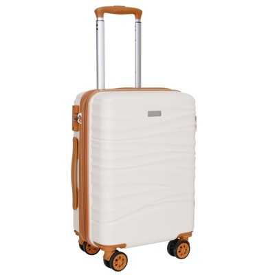 Hykolity 20" Carry On Luggage, Expandable Hardshell Suitcase with Double Spinner Wheels WHITE