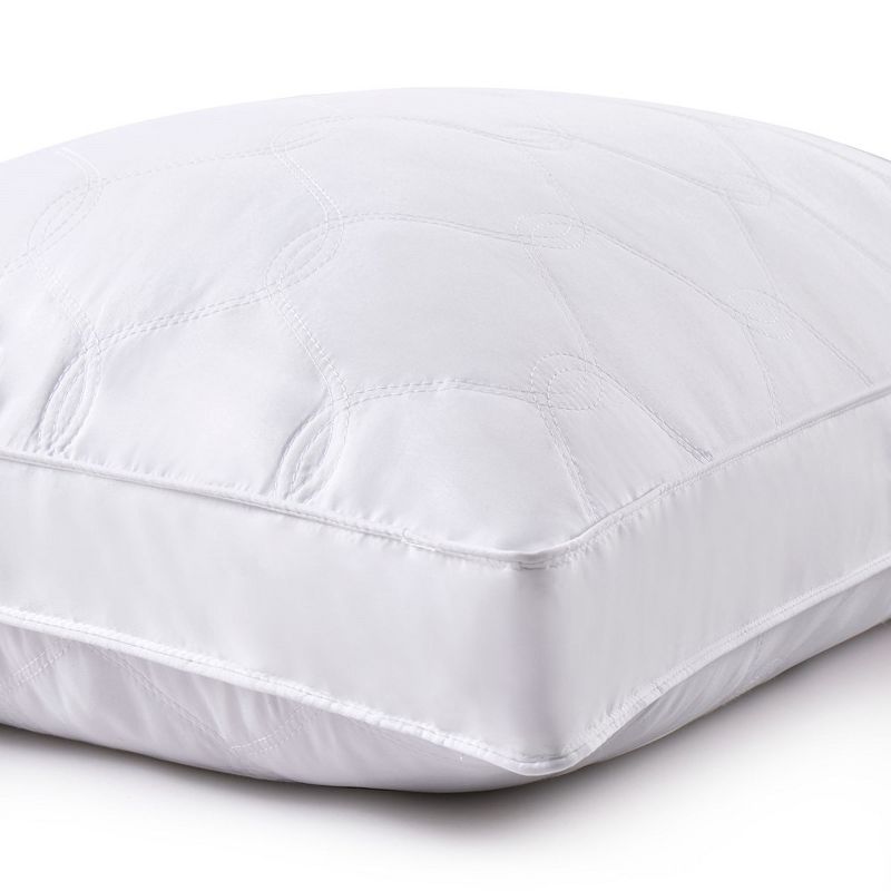 Peace Nest 2 Pack Quilted Goose Feather Down Pillow, Medium Support White Edge, 4 of 6