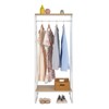 Karl Home Open Wardrobe with Millennium Oak MDF & White Iron Frame 25.2x15.7x59.4 Inches 2-Layer Storage - 4 of 4