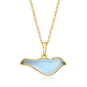 Ross-Simons Blue Chalcedony Bird Pendant Necklace in 18kt Gold Over Sterling Size 18 - 1 of 3