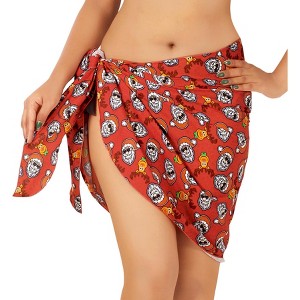 HAPPY BAY Women's Beachwear Beach Santa Christmas Tree Bathing suit Bikini Wrap Swimwear Wraps Sarong Coverups for Women One Size Red, Santa - 1 of 4