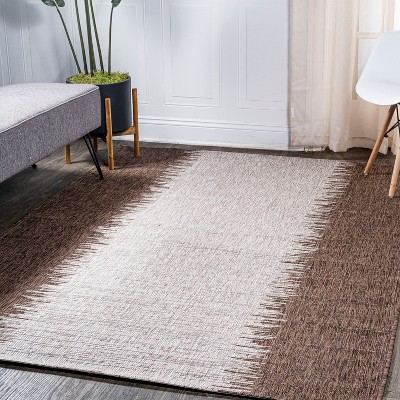 Coastal Cottage Strie Effect Brown/Beige Synthetic Area Rug 5x8
