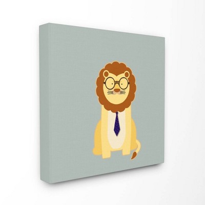 17"x1.5"x17" Hipster Lion with Tie Stretched Canvas Wall Art - Stupell Industries