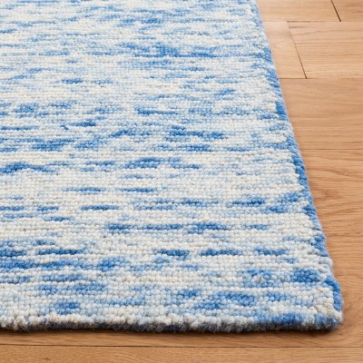 Handmade Blue Wool 3' x 5' Rectangular Area Rug
