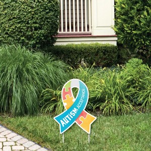 Big Dot of Happiness Autism Acceptance Outdoor Lawn Sign - Awareness Ribbon Small Yard Sign - 1 Piece - 1 of 4