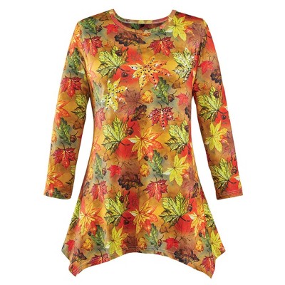 Collections Etc Falling Leaves Sharkbite Tunic