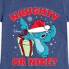 Girls' - Lilo and Stitch - Naughty Or Nice Christmas Fitted Short Sleeve Graphic T-Shirt - 2 of 4
