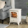 Syemin Indoor Fireplaces Electric Fireplace Stove, 22" Freestanding Electric Fireplace Heater with Realistic 3D Flame Effect, Beige, 16.3"*11"*21.5" - 2 of 4
