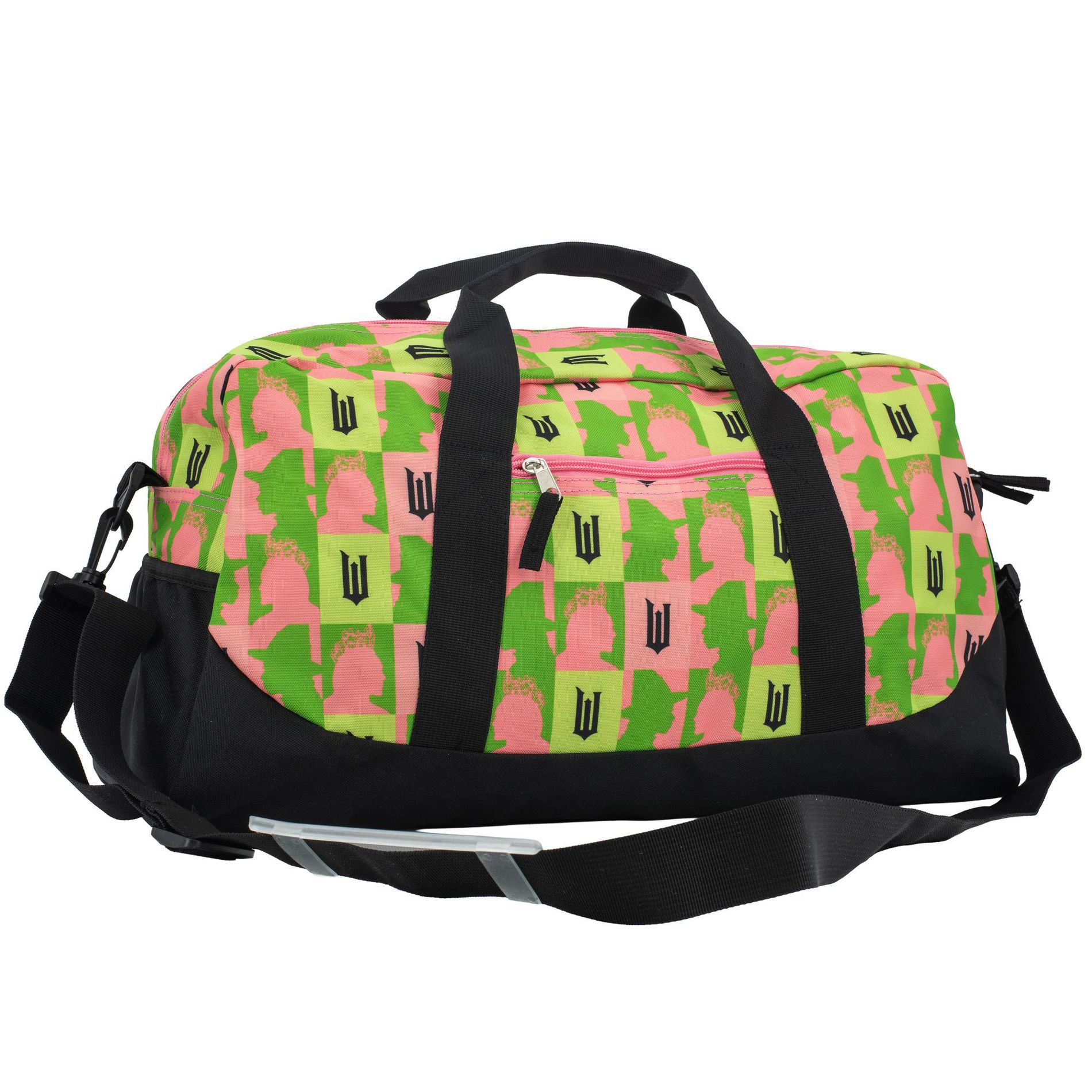 Wicked Duffle Bag, 16 inch Travel Sleepover Weekender Bag for Girls Featuring Galinda & Elphaba, Green & Pink