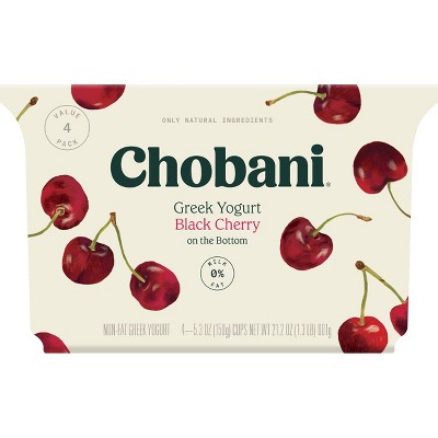 Chobani Black Cherry on the Bottom Nonfat Greek Yogurt - 4ct/5.3oz Cups