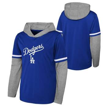 MLB Los Angeles Dodgers Boys' Long Sleeve Twofer Poly Hooded Sweatshirt