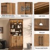 4-Tier Bookshelf Bookcase Storage Rack Display Stand with LED Light, Storage Cabinet with Adjustable Shelves, Walnut, Retro Farmhouse - ModernLuxe - 3 of 4