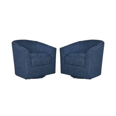 Set of 2 Liria Wooden Upholstered Barrel Chair for Livingroom with Metal Swivel Base | ARTFUL LIVING DESIGN
