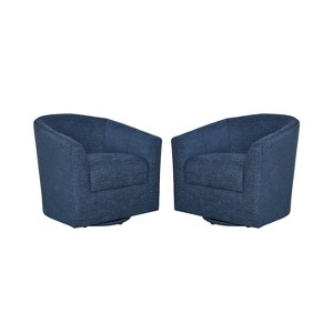 Set of 2 Liria Wooden Upholstered Barrel Chair for Livingroom with Metal Swivel Base | ARTFUL LIVING DESIGN - 1 of 4