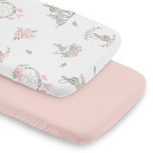 Sweet Jojo Designs Girl Baby Bassinet Fitted Sheets Set Bunny Floral ...