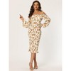 Allegra K Women's Floral Balloon Sleeve Square Neck Ruffle Mermaid Smocked Bodycon Dress - 3 of 4